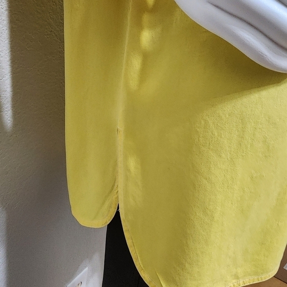 Diane Von Furstenberg Yellow Silk Button Down Tunic Top Size M - Picture 7 of 13